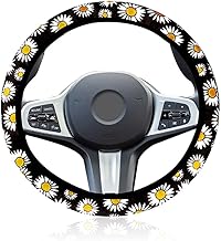 KOQAIIZ Car Steering Wheel Cover, Steering Wheel Cover, 38 cm/15 Inches, Daisy Print Stretch Steering Wheel Cover, Universal Non-Slip Steering Wheel Protector, Breathable Steering Wheel Protection,