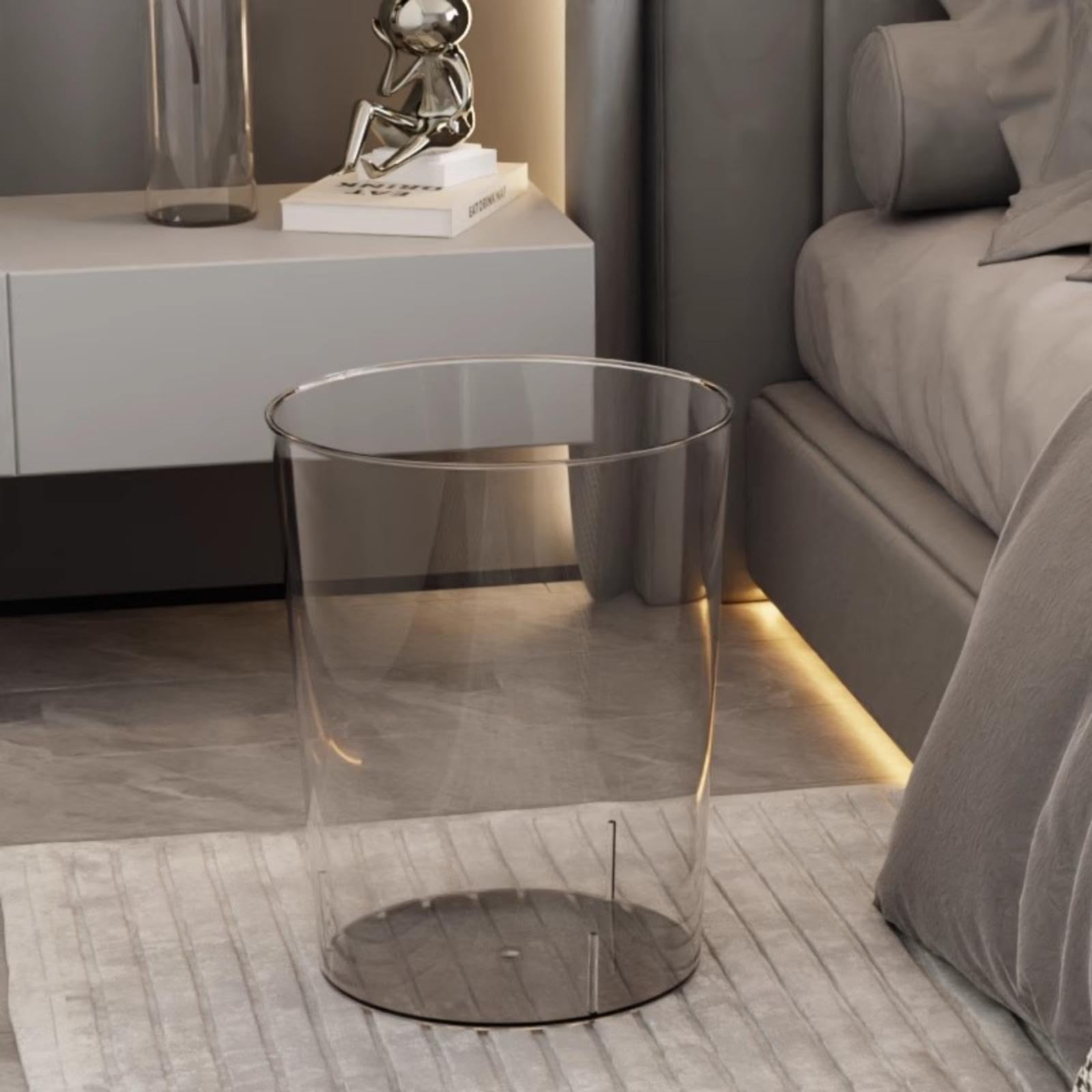 Transparent Trash Can, Large Capacity Waste Bin, Home, Office, Decorative Transparent White S-Home & Kitchen-Storage & Organization-Trash, Recycling & Compost-in-Home Recycling Bins