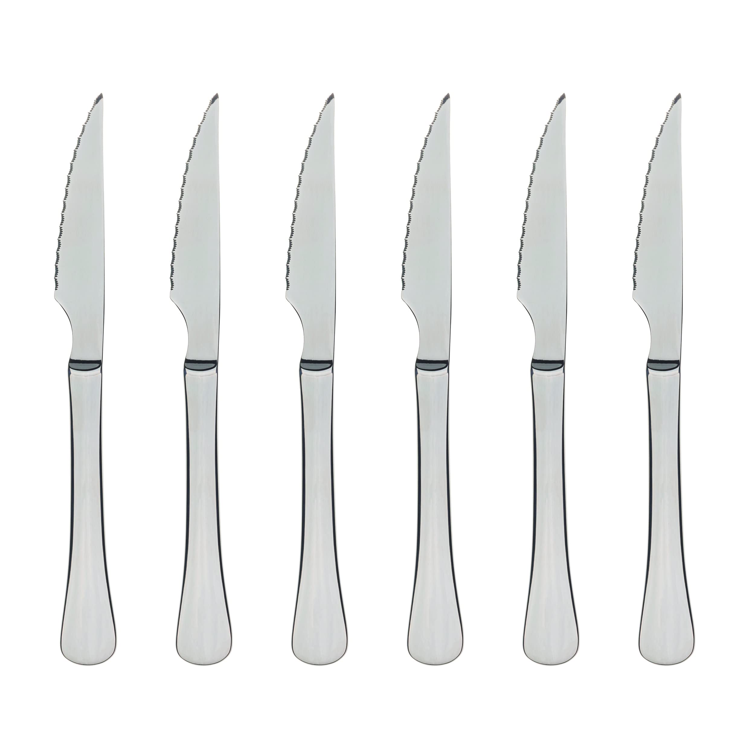 BERGNER MUNICH 6PC STEAK KNIFE SET, SHINY SILVER, BG5136SL
