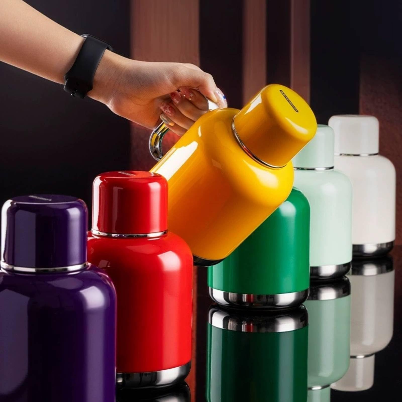 Termo Té Portátil Acabado Brillante Botella a Té Resistente Al Temperatura Alta Termo Acero Inoxidable, Array, Púrpura坤仪