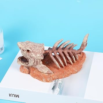 1Pcs Aquarium Shark Skeleton Decorations Fish Tank Accessories Aquarium Sea Animal Decor for Tank Landscape Decorative Hideout Cave Shelter for Small Fish Shrimp Snail Gecko Spider Lizard