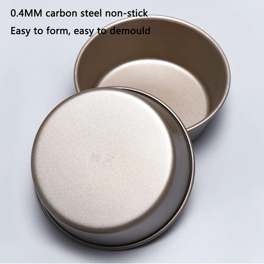 Round Metal Baking Mold,set Fixed Bottom Non Stick Cake Baking Supplies,for Egg Tart Hamburger Bun Oven Kitchen Bakery Molds (Color : Gold, Size : 5 pieces4.1×1.5inch)
