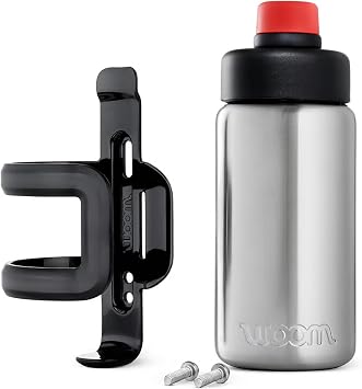 woom Glug Stainless Steel Bottle, Bicycle Compatible Water Bottle with Side-Load Mounting Cage for Youth & Childs Bikes Accessory