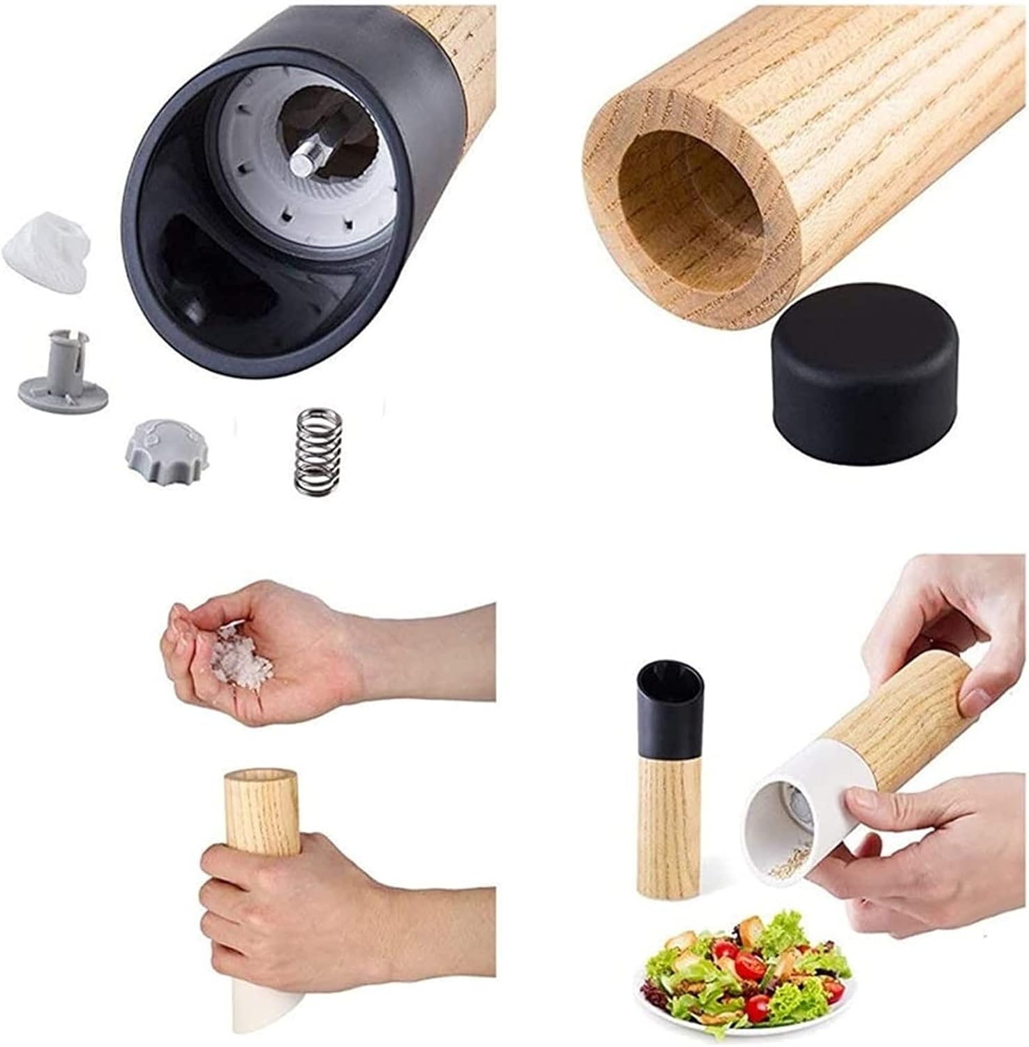 Salt and Pepper Grinder Set, Pepper Grinders,Salt Mill with Adjustable Ceramic Rotor- 6 inches