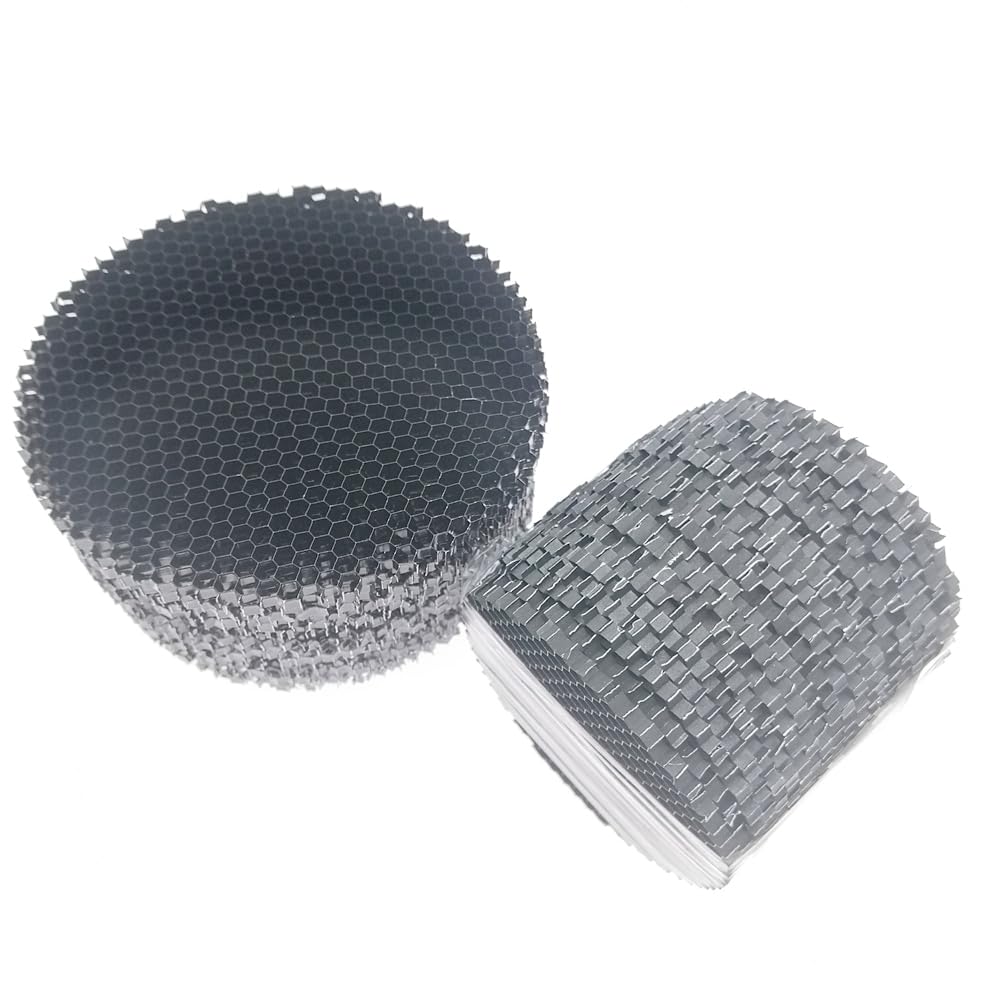 Lot de 20 caches antireflets en nid d'abeille en aluminium noir for spots encastrés, spots et autres éclairages.(50mm)