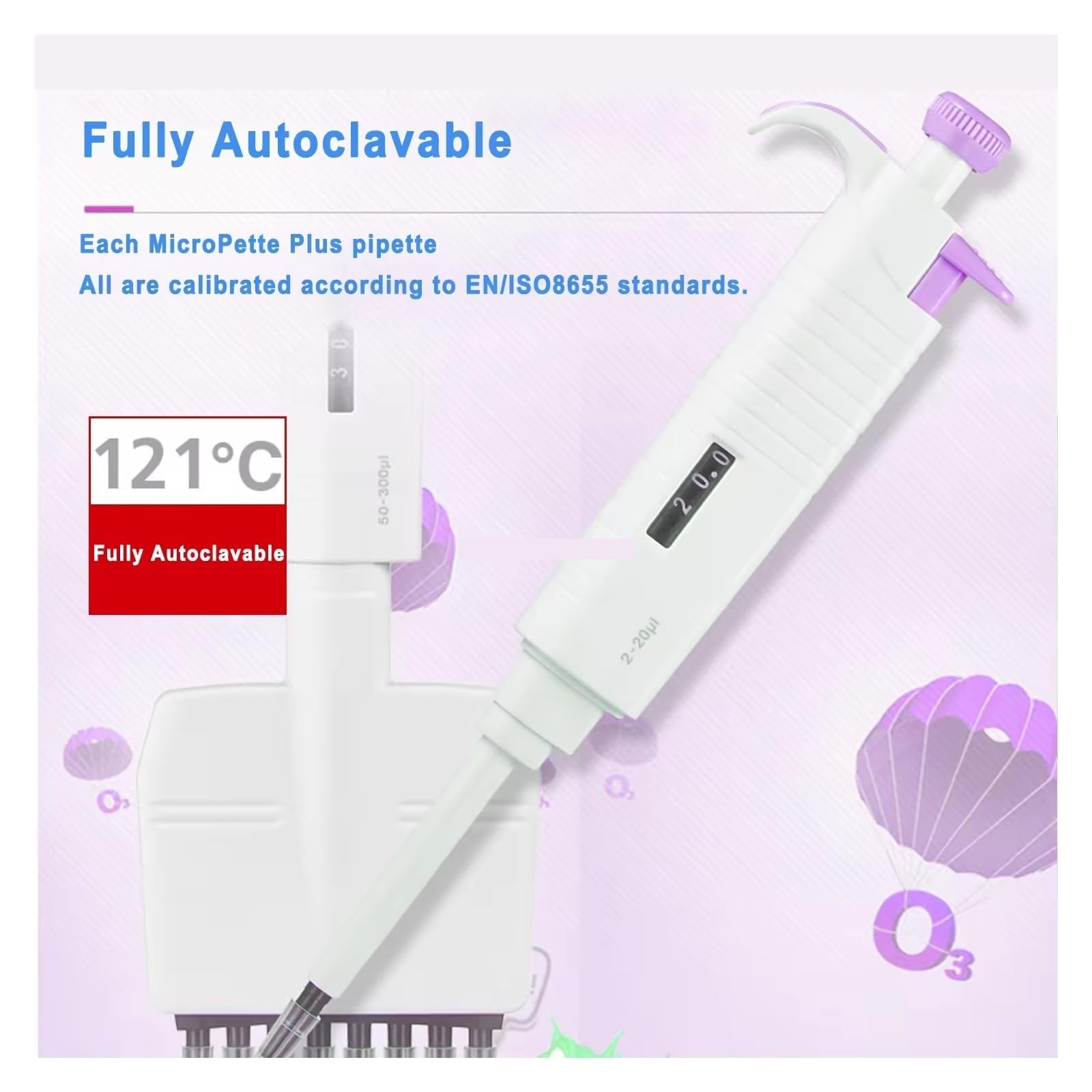 Micropipeta manual de volumen variable ajustable, pipeta de laboratorio de un solo canal de 0,1 μl a 5 ml. Extracción precisa(20-200ul)
