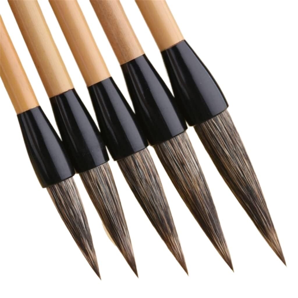 Chinese Writing Brushes, Chinese Calligraphy Brush Set, Stone Badger Hair, 5pcs, Multiple Sizes