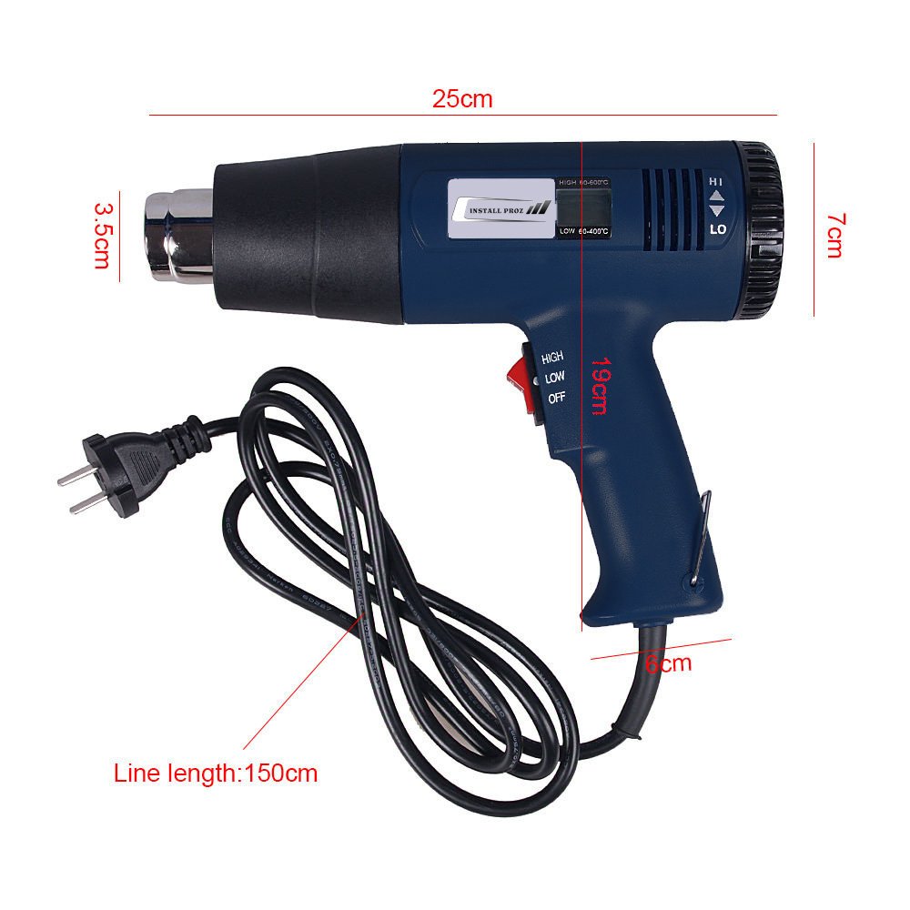 1800W Industrial Heat Gun With Digital Temperature Gauge 2 attachments — view 4