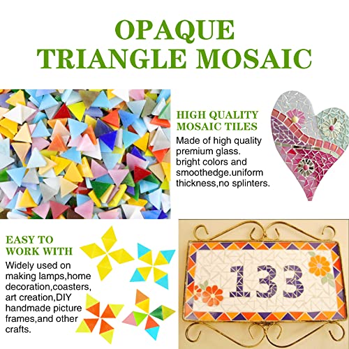 Csdtylh 1000 Pcs Mosaic Tiles, Glass Mosaic Tiles For Crafts Bulk, Stained Mosaic Glass Pieces, Mosaic Supplies For Home Decoration, Art Crafts, Diy Projects, Opaque (Triangle) #TOP3