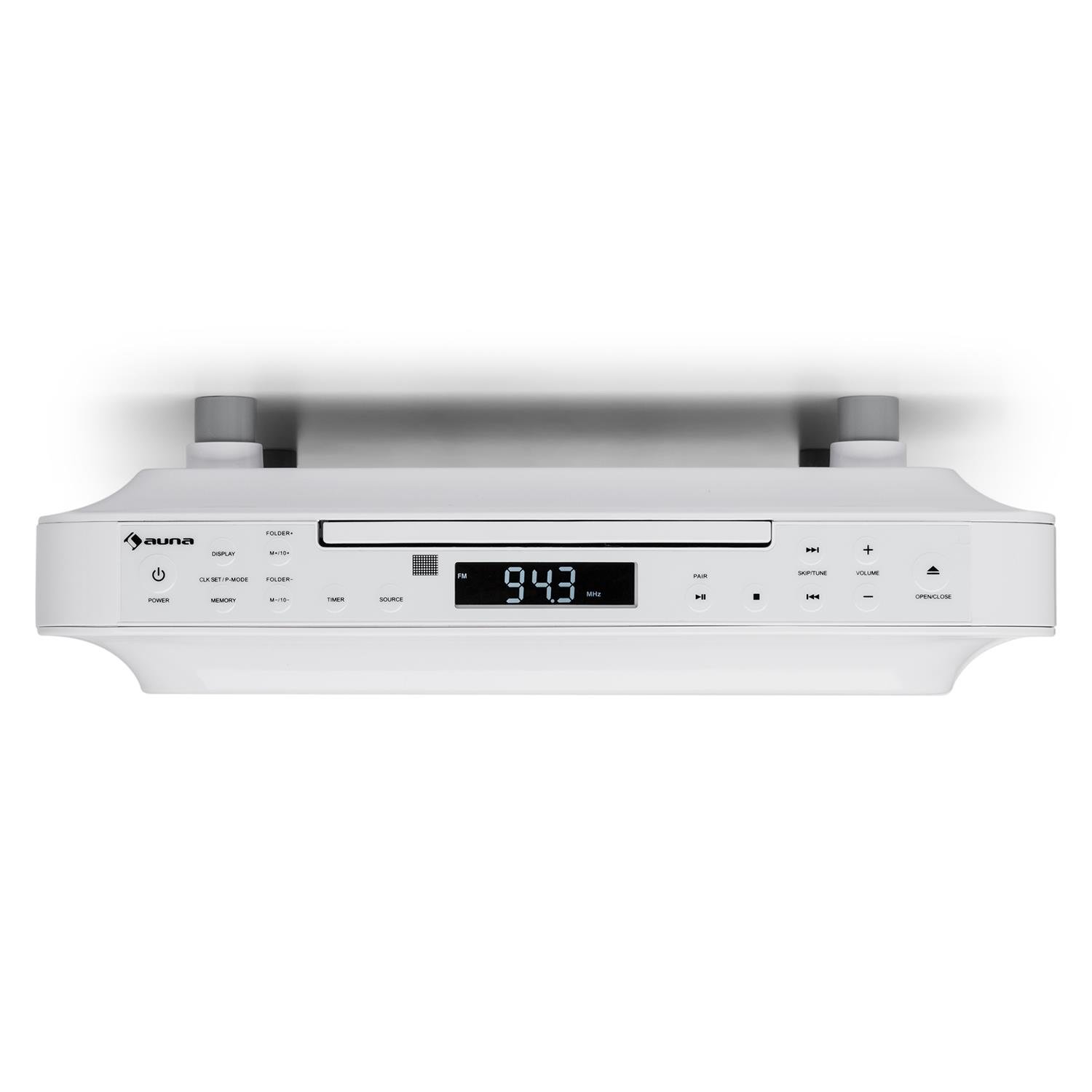 auna KRCD-100 BT Unterbau-Radio Küchenradio (CD-Player, Wecker, Timer, UKW-Radio, Bluetooth, MP3, LCD-Display, 29 x 8 x 26,5 cm (BxHxT), ca. 1,2 kg, Leistung 2 x 12 Watt RMS) weiß