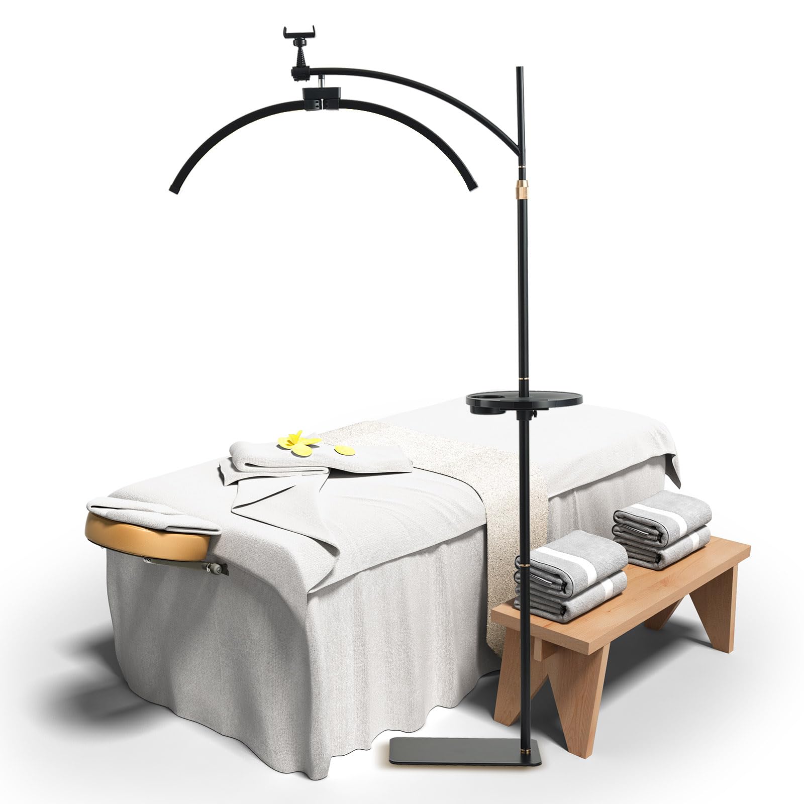 Lampada da Terra a LED, 45 W, per Ciglia, Luce Regolabile 3-6000 K, Nero, Acrilico e Alluminio