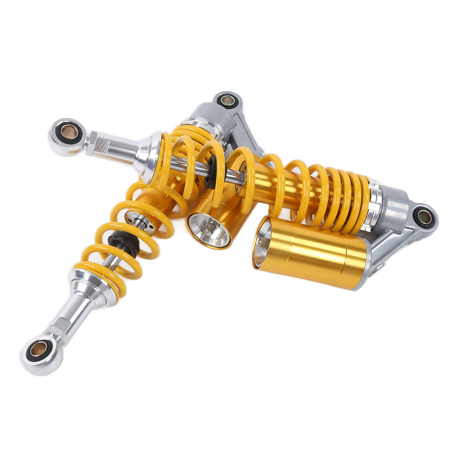 Aramox Amortyzator Motocyklowy, para Tylnego Zawieszenia z Aluminium i żelaza 340 Mm, Regulowany Amortyzator Sprężynowy z Narzędziem, Uniwersalny do Skutera ATV SUV Go Kart (YELLOW)