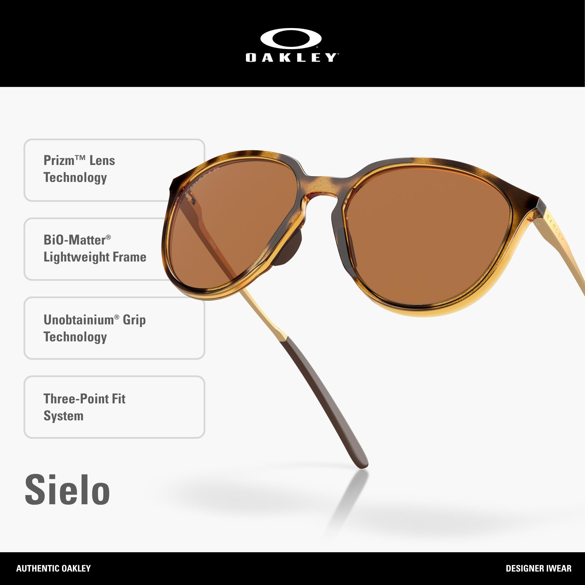 Oakley Sielo OO9288 Runde Sonnenbrille für Damen + Bundle Zubehörleine + Designer-iWear Kit