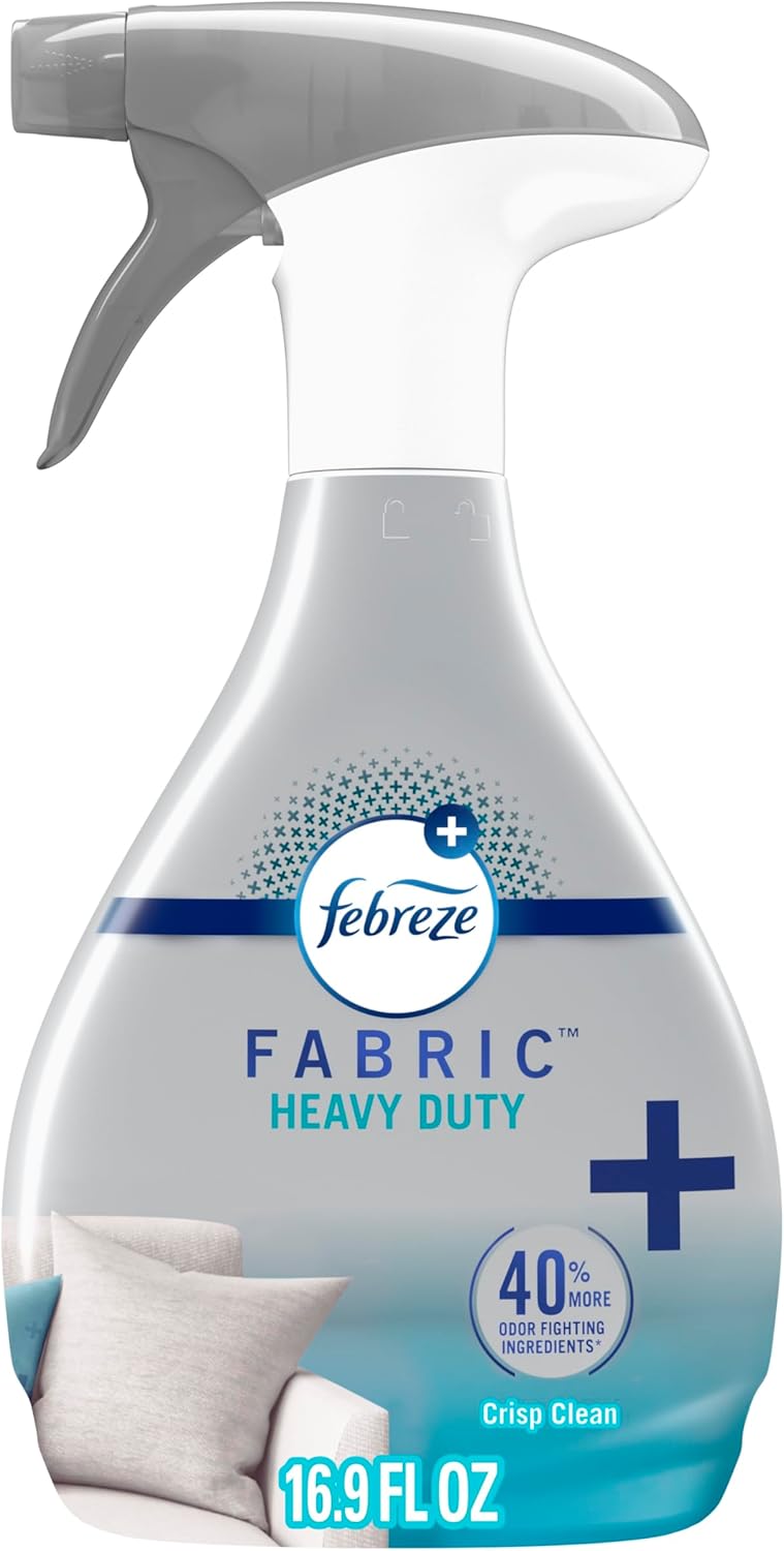 Febreze Heavy Duty Fabric Refresher Crisp Clean - 2X Odor Elimination for Upholstery, Rugs, Pet Smells & Smoke, 500ml Spray