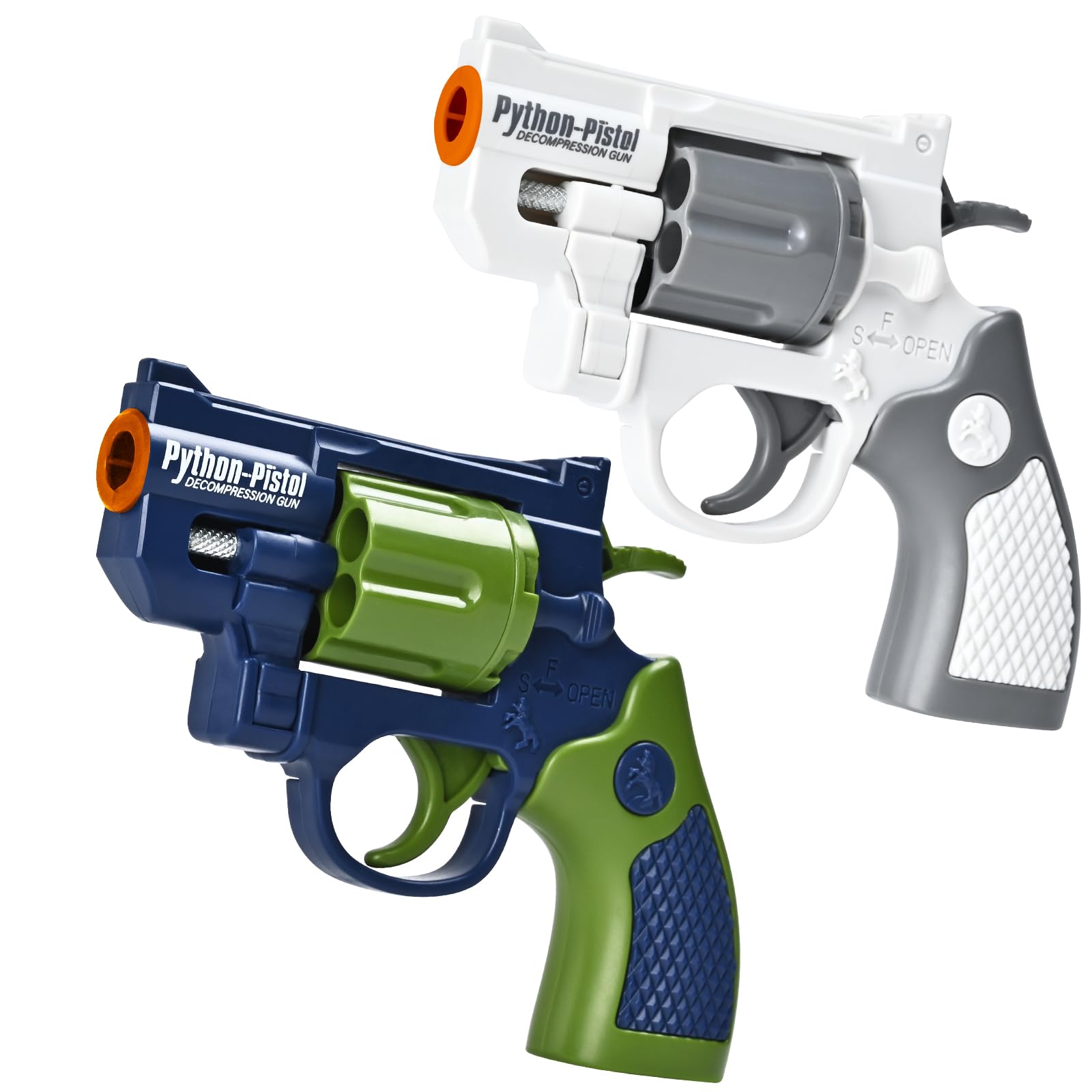 2 Pack Toy Guns for Nerf Revolver Gun - Mini Realistic Revolver Pistol Toy Blaster Gun for Boy Ages 6 7 8 9 Year Old Indoor Outdoor Present for Adult Kid Holiday Birthday