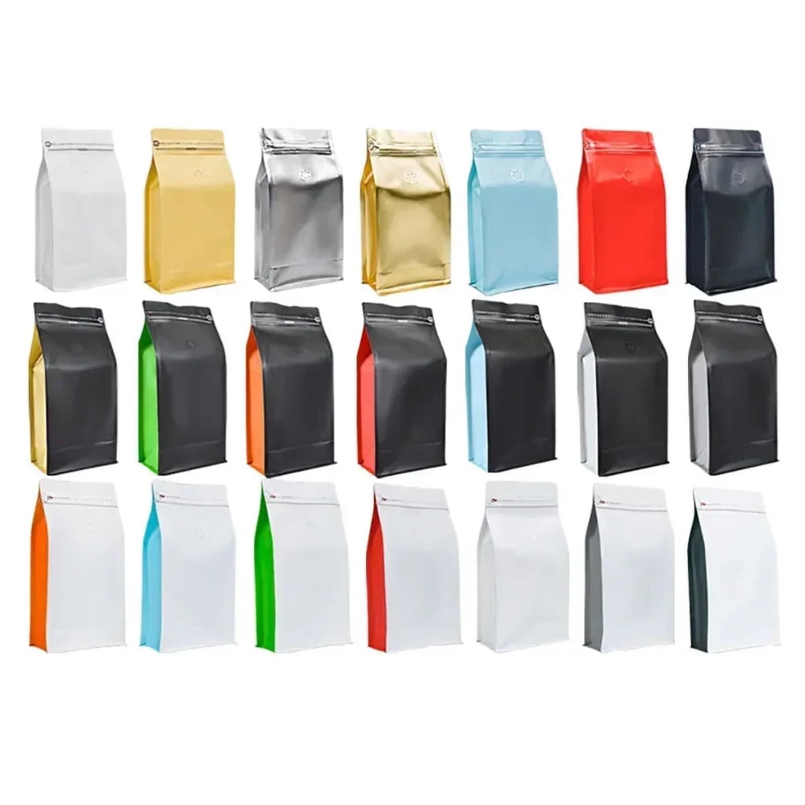 Coffee Bags With Valve 50pcs Reusable Aluminum Foil 4oz 8oz 16oz 32oz Coffee Bean Bag With Valve Stand Up Sealed For Candy Nuts Food Storage Bags(White kraft paper,500g)