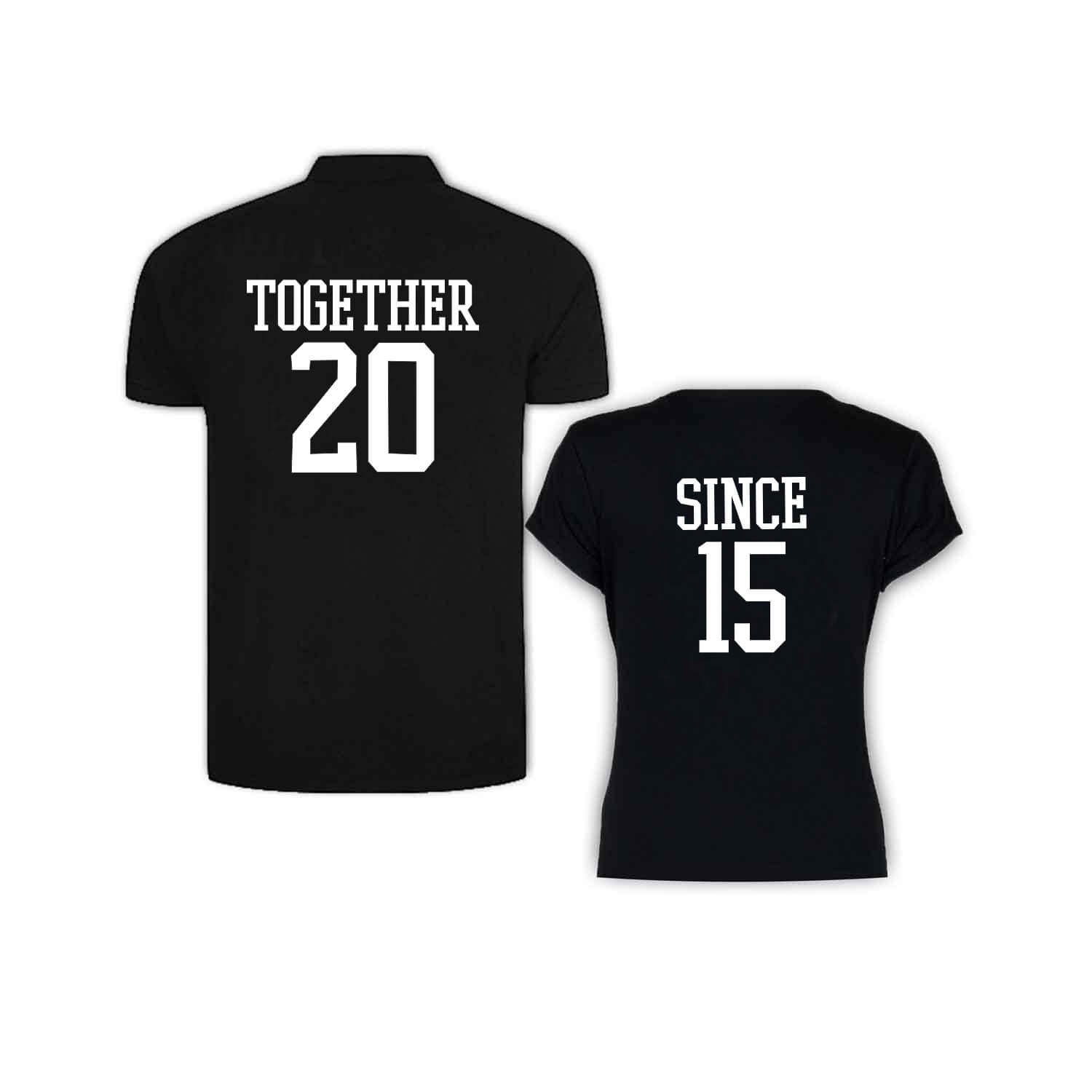 TheYaYaCafeYaya Cafe Valentine Couple T-Shirts Together Since 2015 Premium Cotton Men Women Black - Men XL Women XL