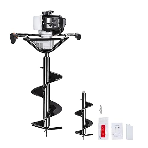 DC HOUSE Excavadora de agujeros de poste de gas de 52 cc y 2.4 HP con broca de taladro de tierra de 12 pulgadas (sensor + broca de 12 pulgadas) 2