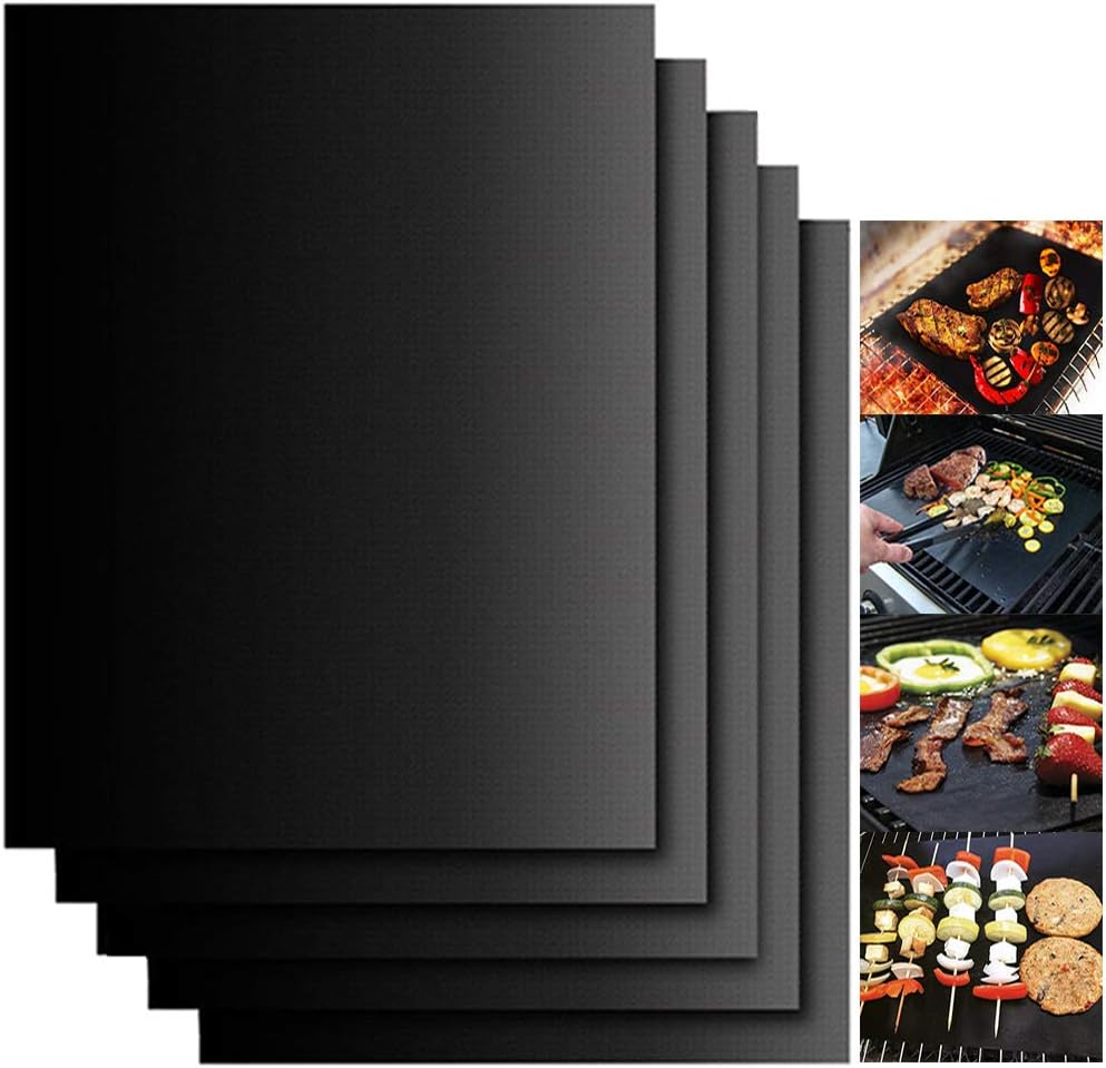BBQ Mat, NonStick Grill Mat, 5 Pieces Reusable BBQ Mat, Heat Resistant