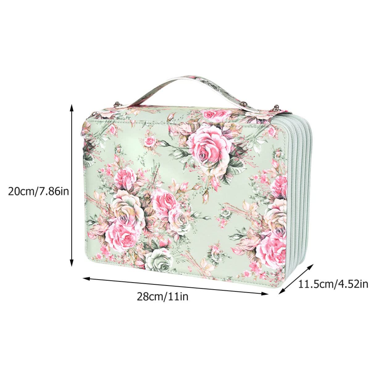 Housoutil Astuccio Portapenne Multistrato Scomparti Manico e Motivo Rosa Realizzato in Pu per Organizzare Pennarelli Matite Colorate e Acquerelli