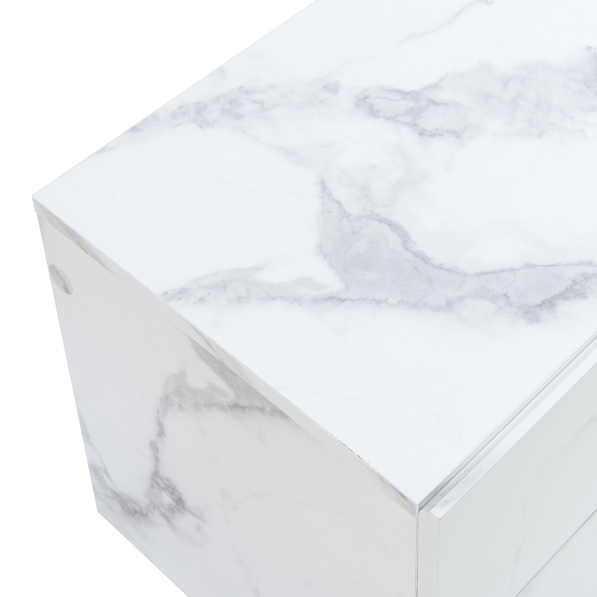 [en.casa] Comodino da Parete con 2 Cassetti 40 x 29 x 30 cm Cassettiera Pensile Portaoggetti da Muro - Effetto Marmo Bianco