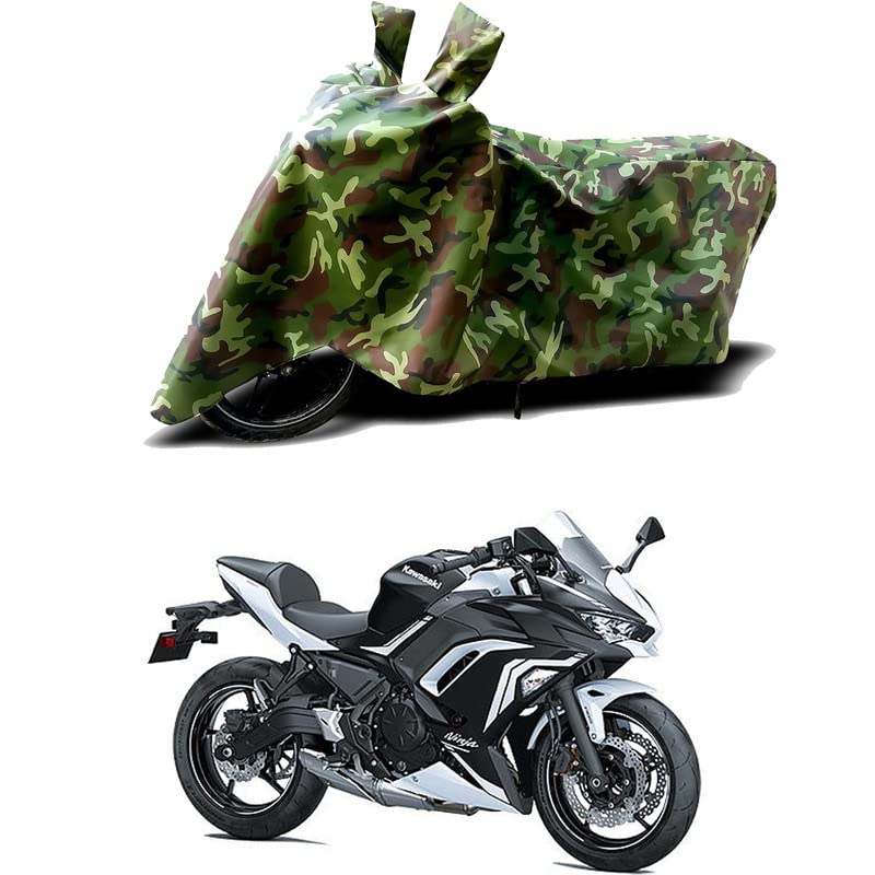 Image of 100% Water Resistant Bike Scooty Two Wheeler Body Cover Compatible for KawasaNinja 650 STD /UV-Rays /Heat Protection /Birds Dropping /Scratchproof /Dust Proof /Waterproof /All Varient[Green MJ]