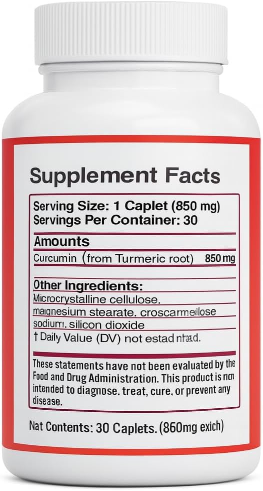 Curcumin Turmeric Curcuma Supplement, 850 mg, 30 Capsules