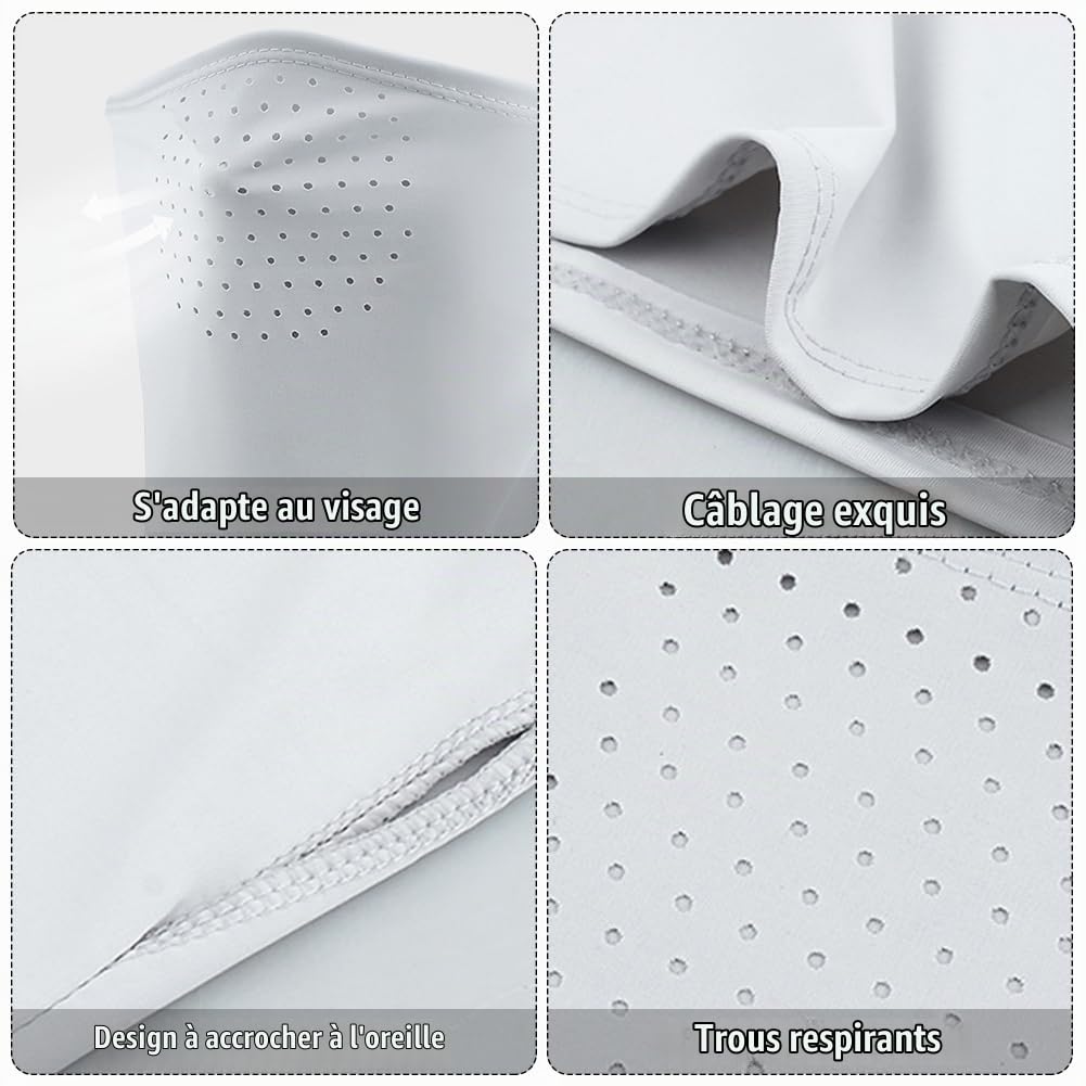 Masque de Protection Solaire,2Pcs Masque Facial Cache Cou Cagoule Été en Soie Respirante Anti-UV Foulard Élastique écharpe de Moto Balaclava Protège Multifonction Tube Tissu Hommes et Femmes