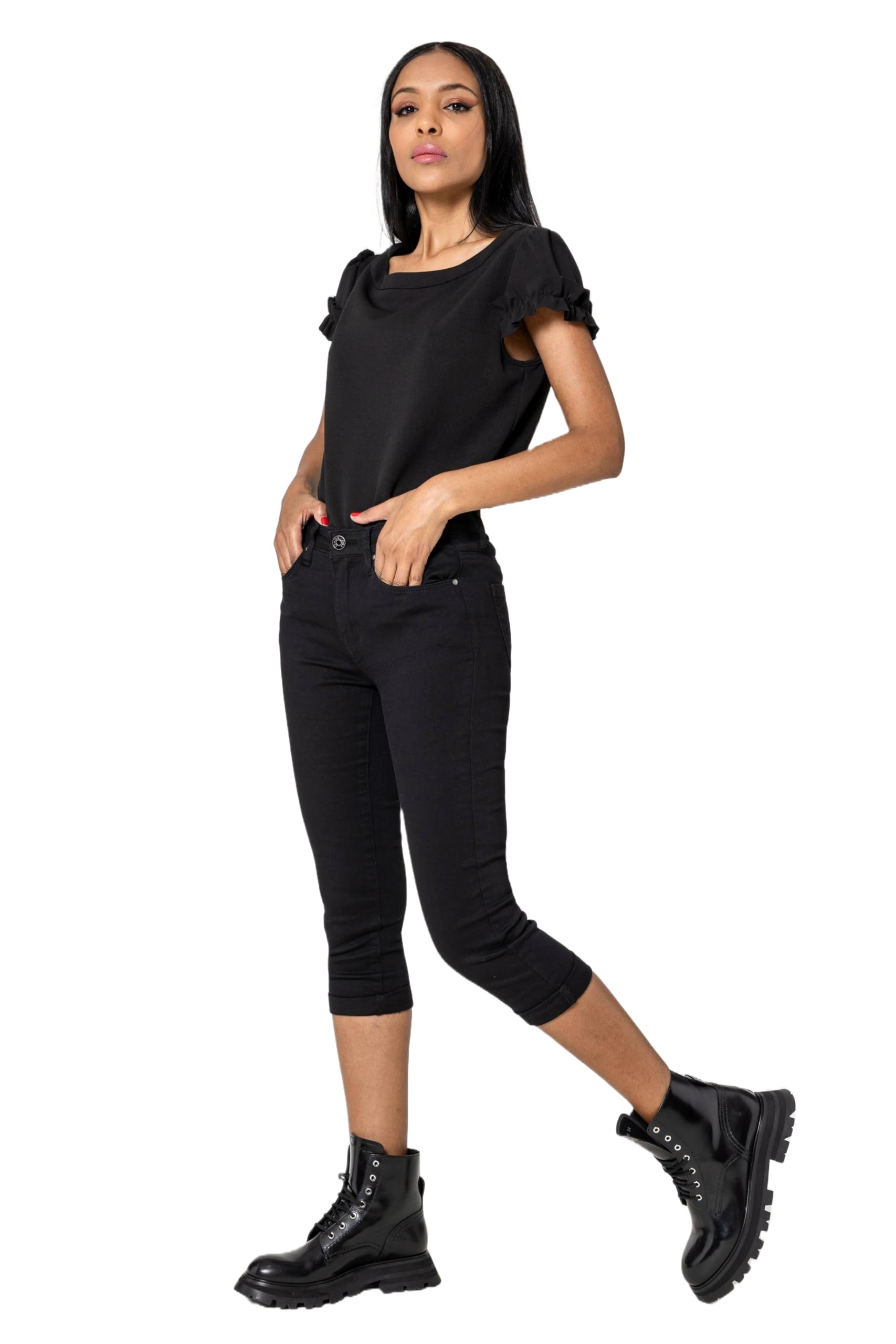 Nina Carter P230 Damen Capri Skinny Fit Jeanshosen HIGH Waist Sommer Jeans