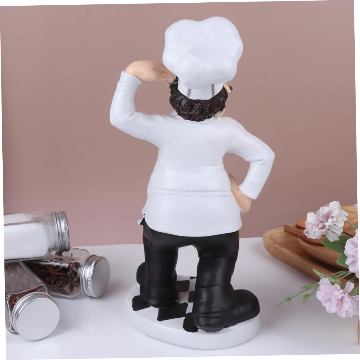 VALICLUD Statua Dello Chef in Resina Decorativa Ornamento Da Chef Per Cucina Stabile Per Casa Bar e Ristorante Decorazione Divertente Per Tavolo