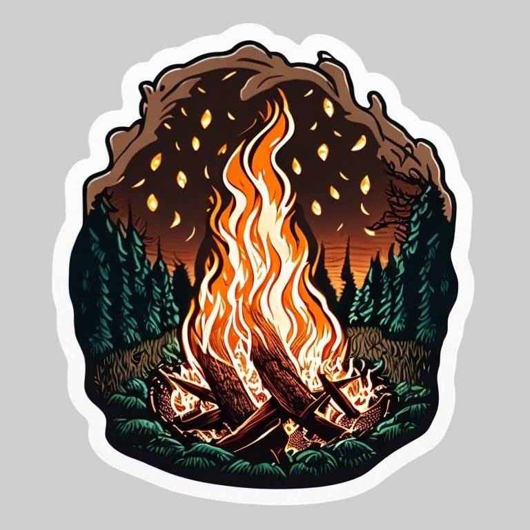 Image of Campfire-Sticker | Vinyl | Decal for Car Bumper, Window, Laptop, Water Bottle, Books Etc |Waterproof| 5 inch