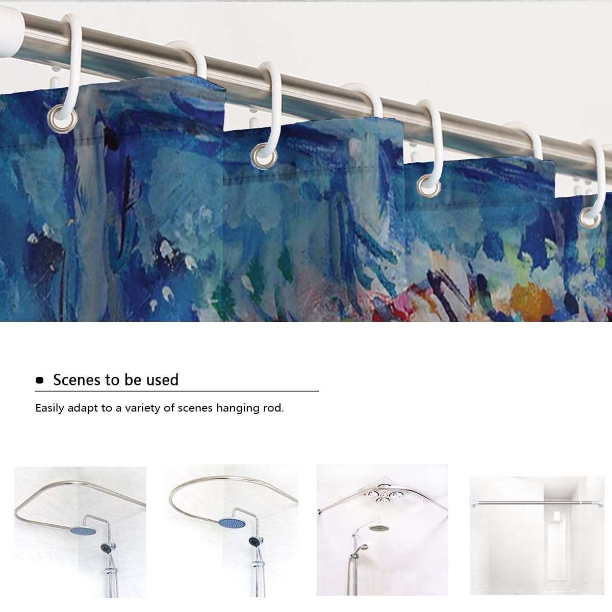 Romantischer Retro-Duschvorhang Surrealistische Kunst Badezimmervorhang Roter Rosenblumenstrauß Blaue Glasvase Malerei Stoff-Badevorhänge 200 x 220 cm
