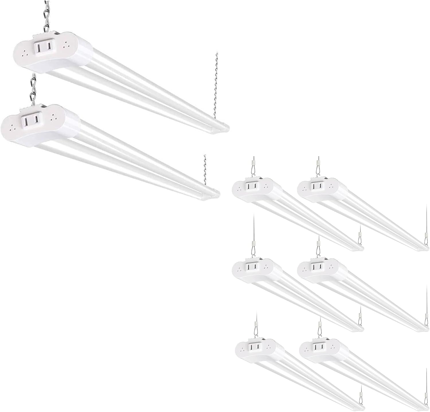 hykolity 5000K LED Shop Light Linkable, 4FT Daylight LED Ceiling Lights for Garages, Workshops, Basements, Hanging or FlushMount, Included Power Cord and Pull Chain,ETL
