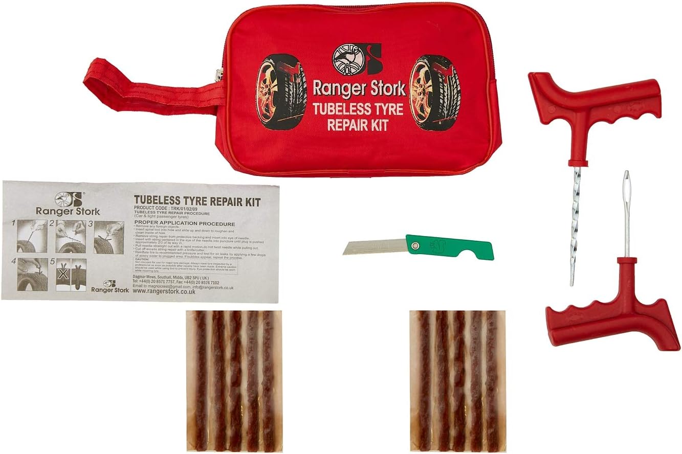 CAR VAN TUBELESS TYRE PUNCTURE REPAIR KIT WITH 10 STRIPS TYRE PLUG KIT