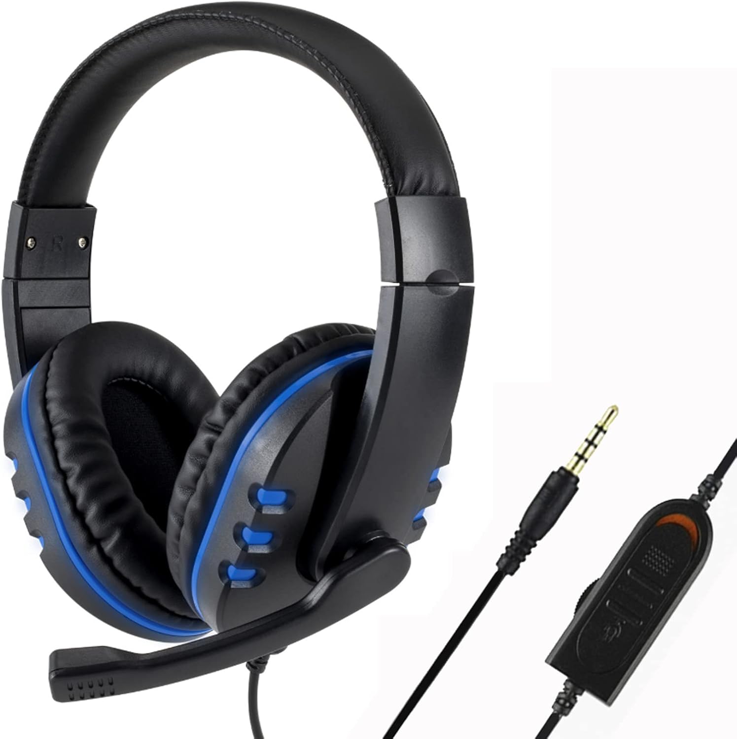 DAYONG Gaming Headset,3.5mm Wired Over-Head Stereo Headband Noise Isolating Over Ear Headphone,Game Headset with Microphone Volume Control,Compatible with Laptop,PS4 (Black/Blue) DAYONG Gaming Headset,3.5mm Wired Over-Head Stereo Headband Noise Isolating Over Ear Headphone,Game Headset with Microphone Volume Control,Compatible with Laptop,PS4 (Black/Blue)