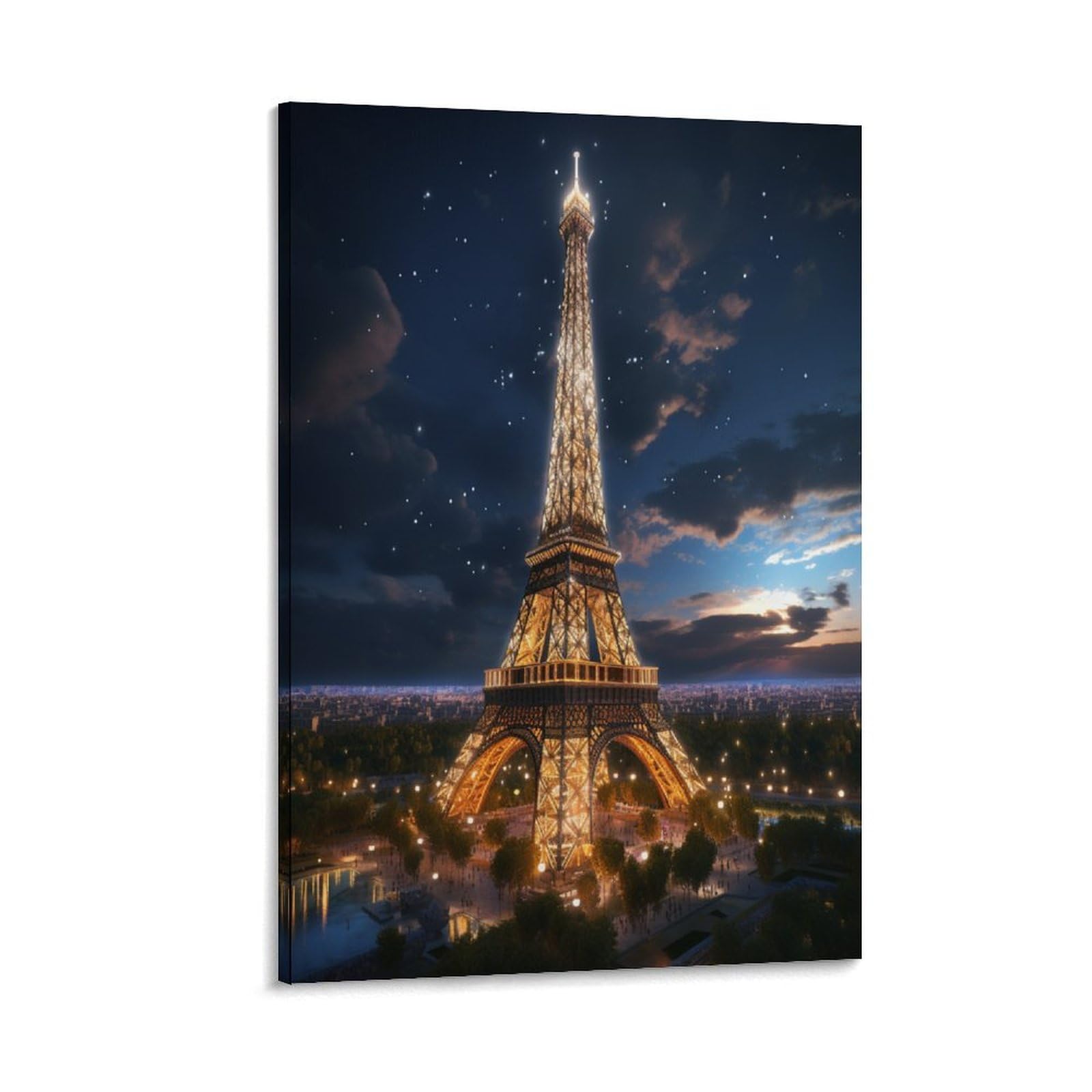 Yuxinyue Paris At Night Paintings Canvas Wall Art Bedroom Wall Decor Canvas Prints Artwork For Living Room Wall Eiffel Tower Decorations Home Decor 12X18inch(30X45cm)