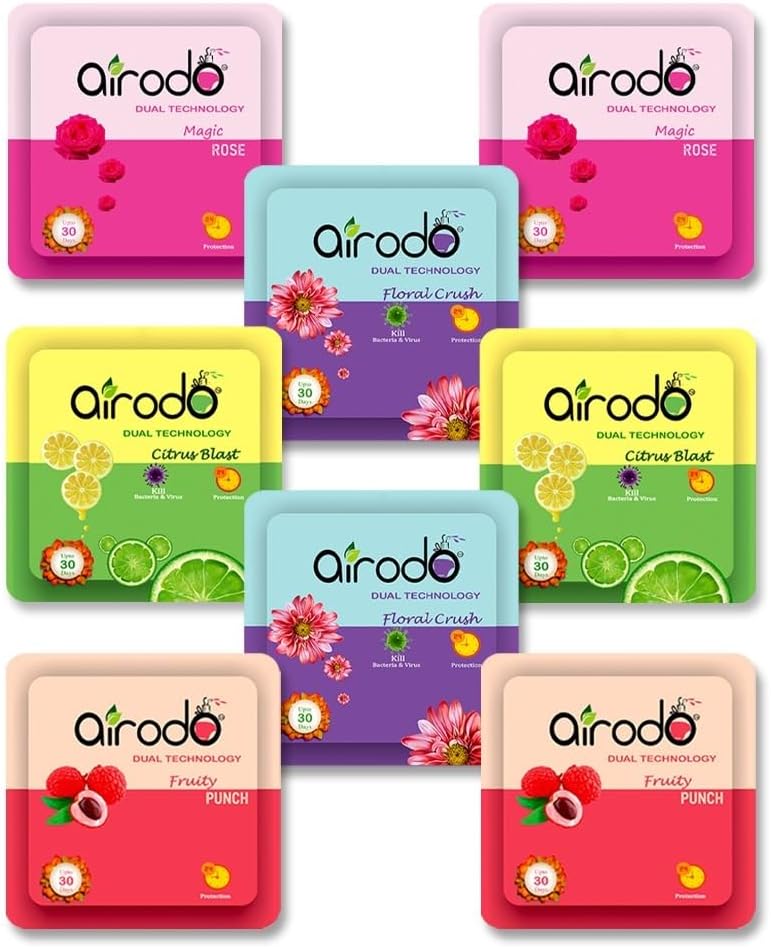 Air Freshener Power Pocket Gel For Bathroom and Toilet, Fragrance Booster, Lasts Upto 30 Days Assorted Mix Scents Pack of 8 Refill (8 x 10 g)