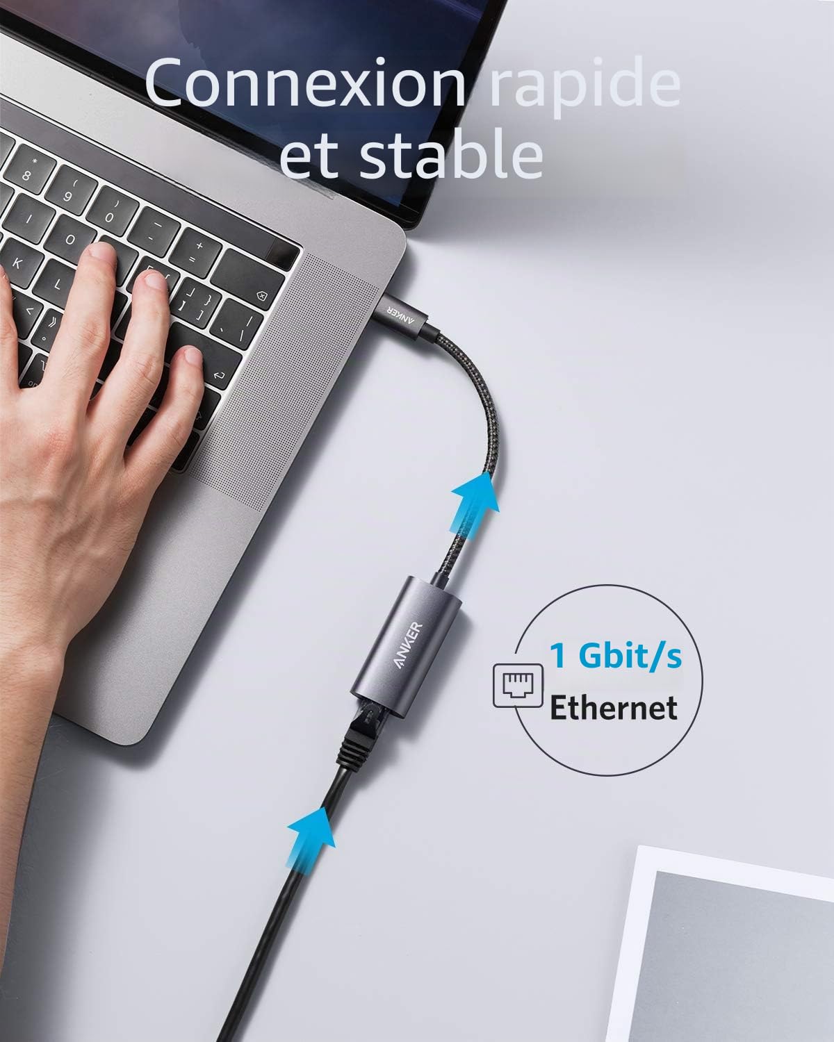 Anker PowerExpand Adaptateur USB C vers Gigabit Ethernet en Aluminium, Compact