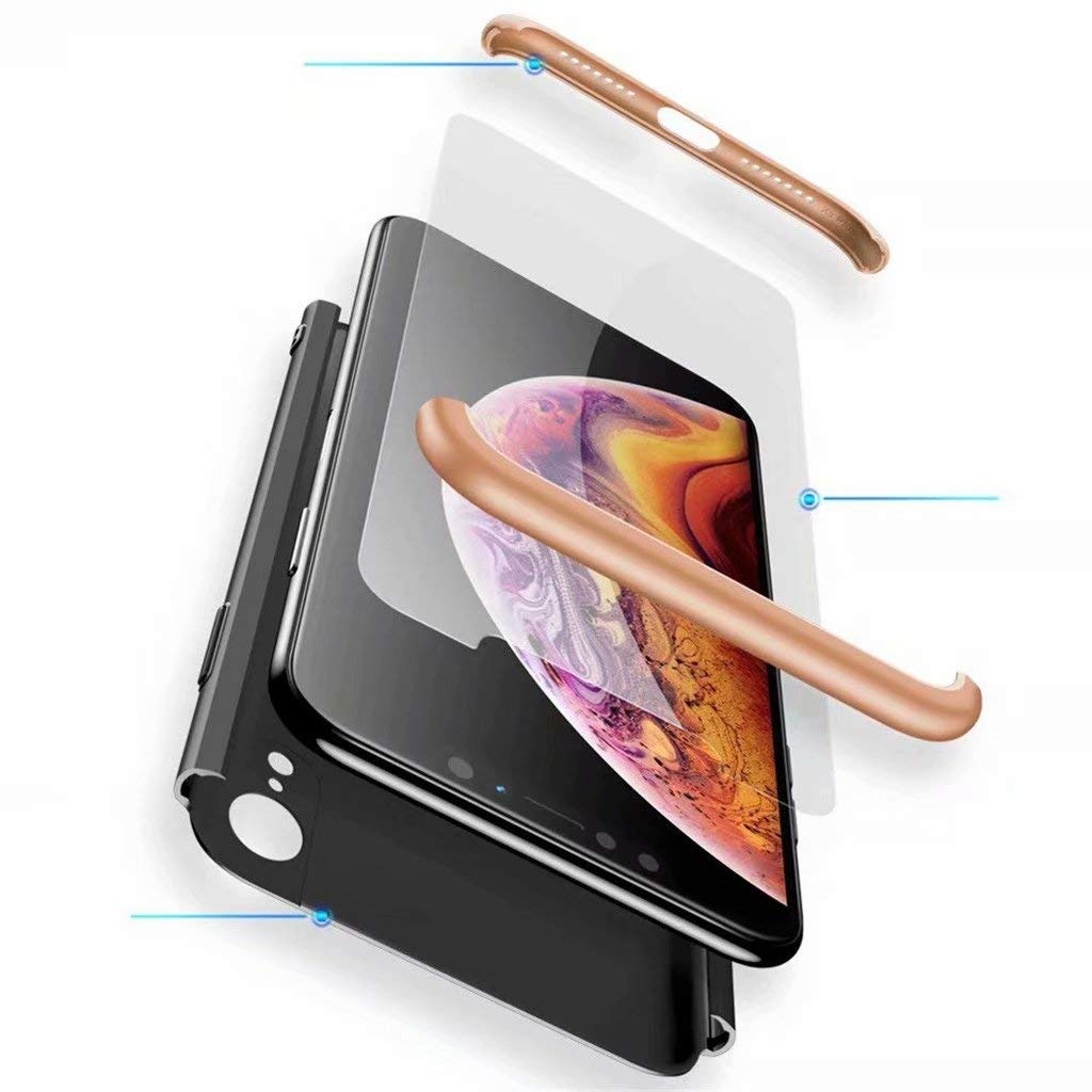 Fanxwu Samsung Galaxy A6 2018 Case 360 Degree Protection in Combination  [Tempered Glass Screen Protector] Ultra Slim Cover Scratch-resistant Back