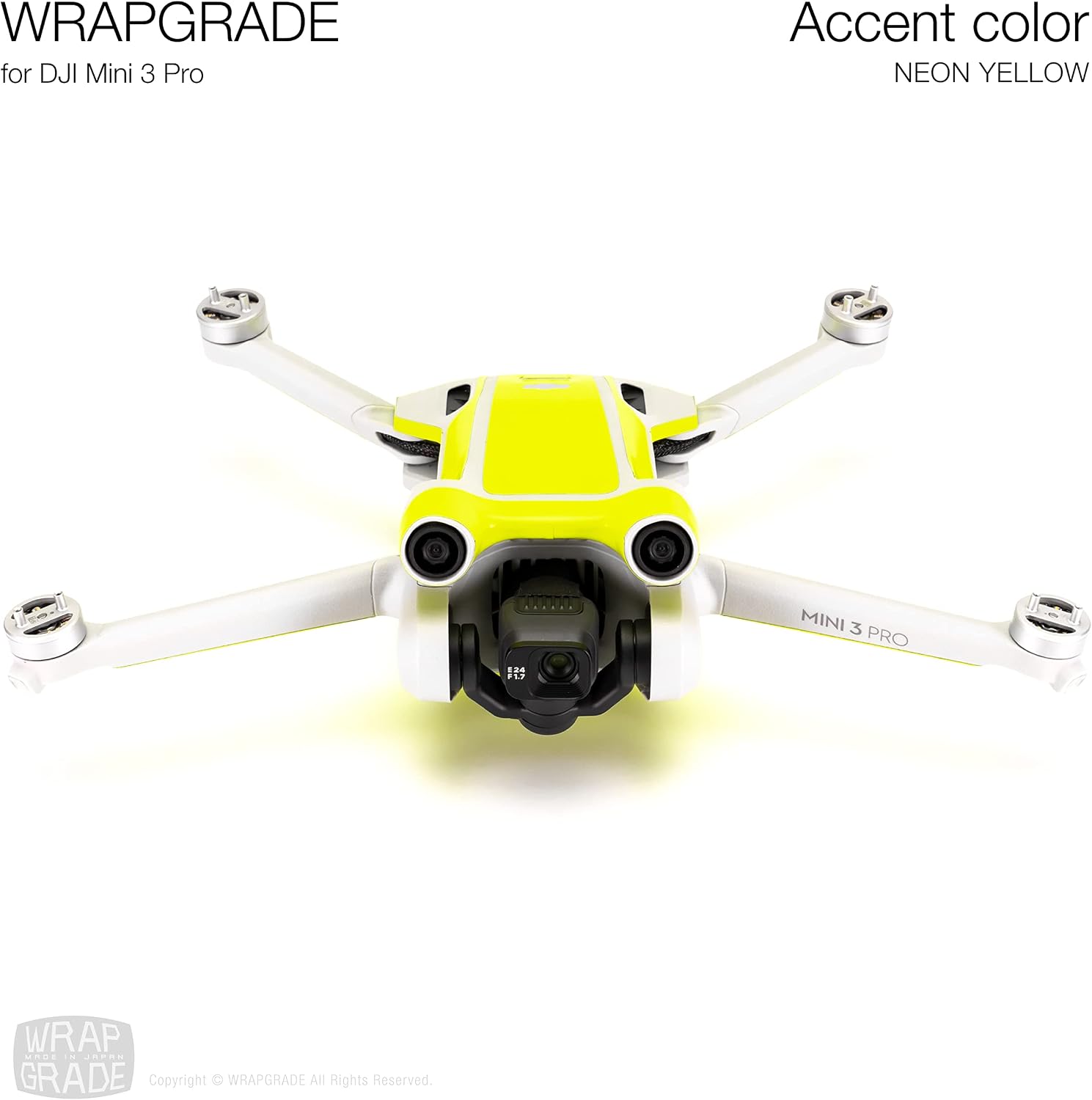 WRAPGRADE Skin Stickers compatible with DJI Mini 3 Pro, Neon Yellow - Image 3