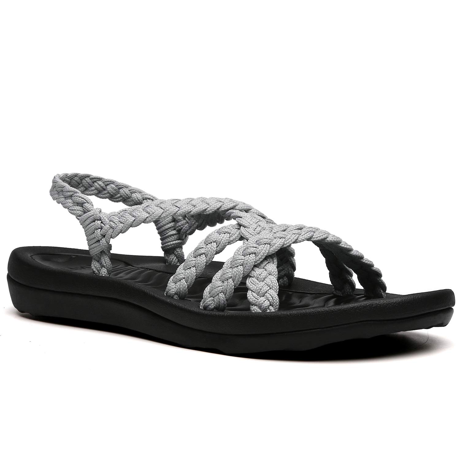 MEGNYAWomen's Comfortable Walking Sandals with Arch Support, Athletic Hiking Sandals with Handmade Straps, Outdoor Soft Water Sandals for Beach Poolside Travel Camping