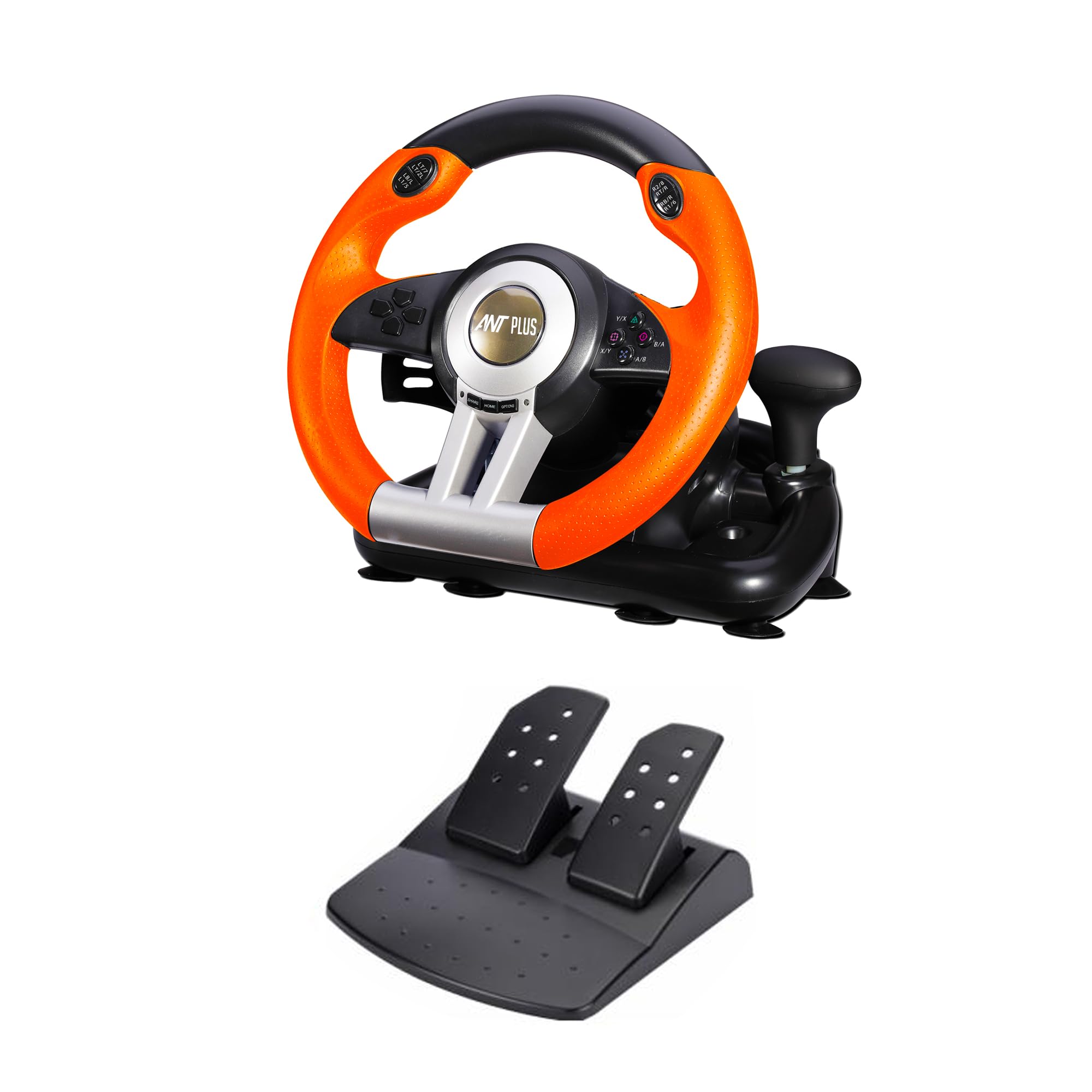 Ant Plus Fire Pro V3 Racing Wheel 270 Degree Universal USB Powered Car Sim Game Steering Wheel with Gear Shifter and Pedals for Xbox One, PS3, PS4, Switch, Android TV_ Black Orange-image-23