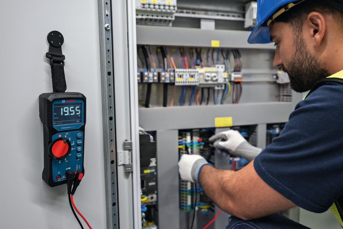 Bosch Professional Digitales Multimeter GDM 600-15 (True RMS, invertiertes LCD, misst Frequenz/Durchgang/Widerstand/Kapazität, Min/Max/Durchschnitt, Messleitungen MS 90)