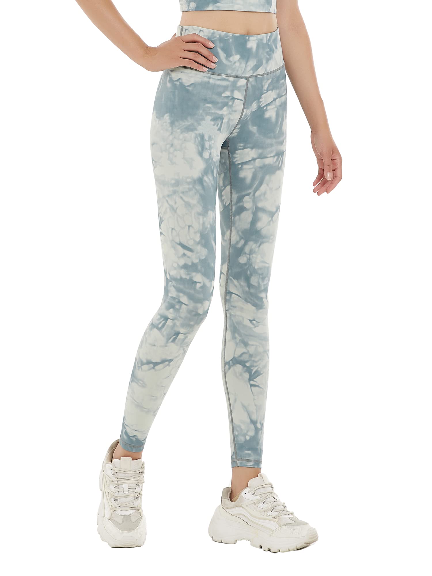 FLYILY Damen High Waist Elastische Sporthose mit Bunte Blumen Design Blickdichte Sport Leggings Lange Sportleggins Yogahosen