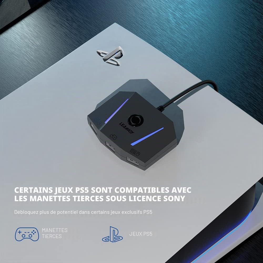 LeadJoy VX2 AimBox Convertisseur Adaptateur Clavier Souris, convertisseur Filaire avec Interface Audio 3,5 mm, Adaptateur contrôleur pour Xbox One, Xbox Series X/S, PS4 et Switch…