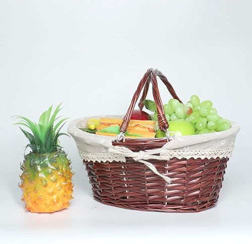 Miniatura 2 de Cesta de mimbre para regalo, cesta de picnic tejida de sauce ovalada vacía, cesta de dulces de Pascua, cesta de almacenamiento grande, cesta de vino