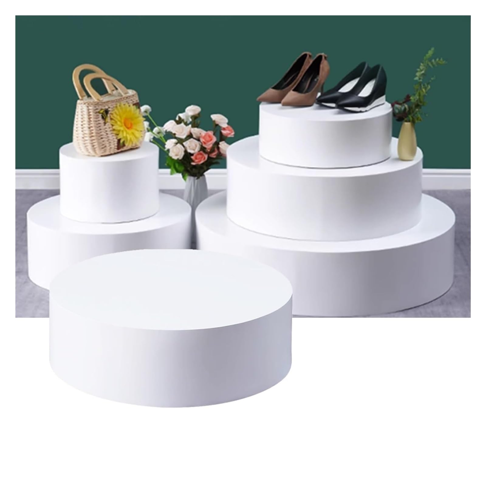 LYDBMYT Cylinder Pedestal Stands, Round Mannequins Display Platform Base, Stable Dessert Table, Display Plinth Pillars for Wedding Art Decor(White,40x20cm)