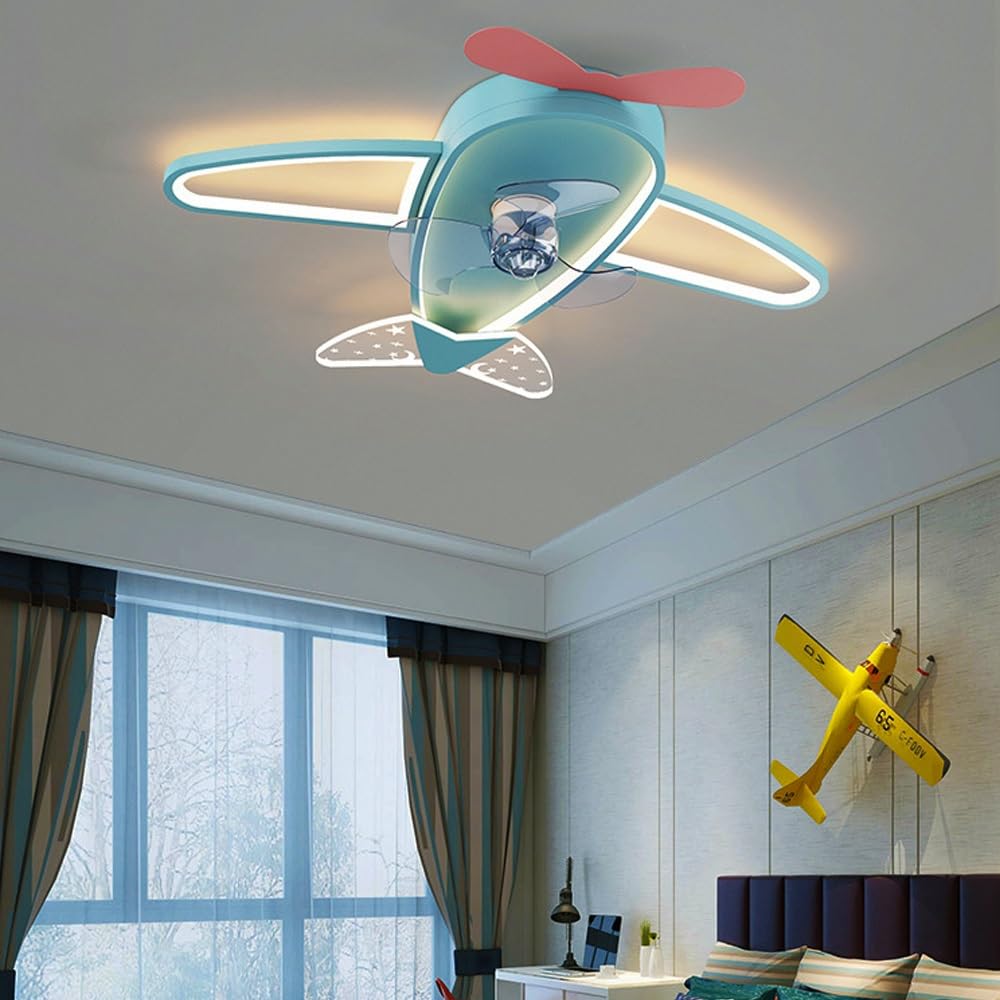 LED Ventilatore Da Soffitto Moderno Con Illuminazione Telecomando Dimmerabile Plafoniera Luce Temporizzata Lampada Da Soffitto Aereo Ragazzi Ragazze Nursery Baby Room Camera Da Letto Soggiorno ( Color