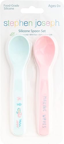 Miniatura 8 de Stephen Joseph Juego de cucharas de silicona para bebés, cucharas de alimentación de primera etapa para bebés, juego de cucharas que fomenta la