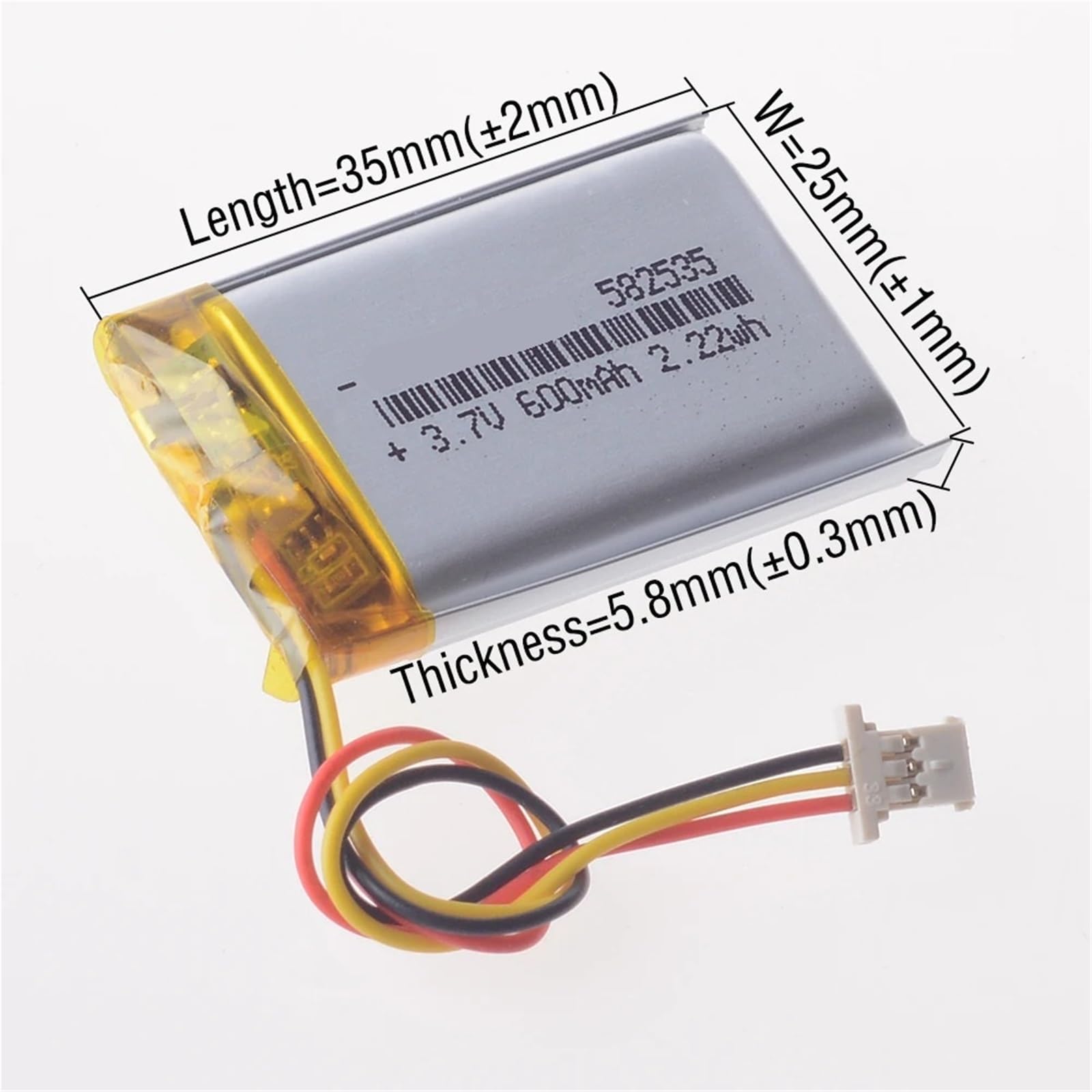 602535 de 3,7 V y 600 mAh (1 Unidad)